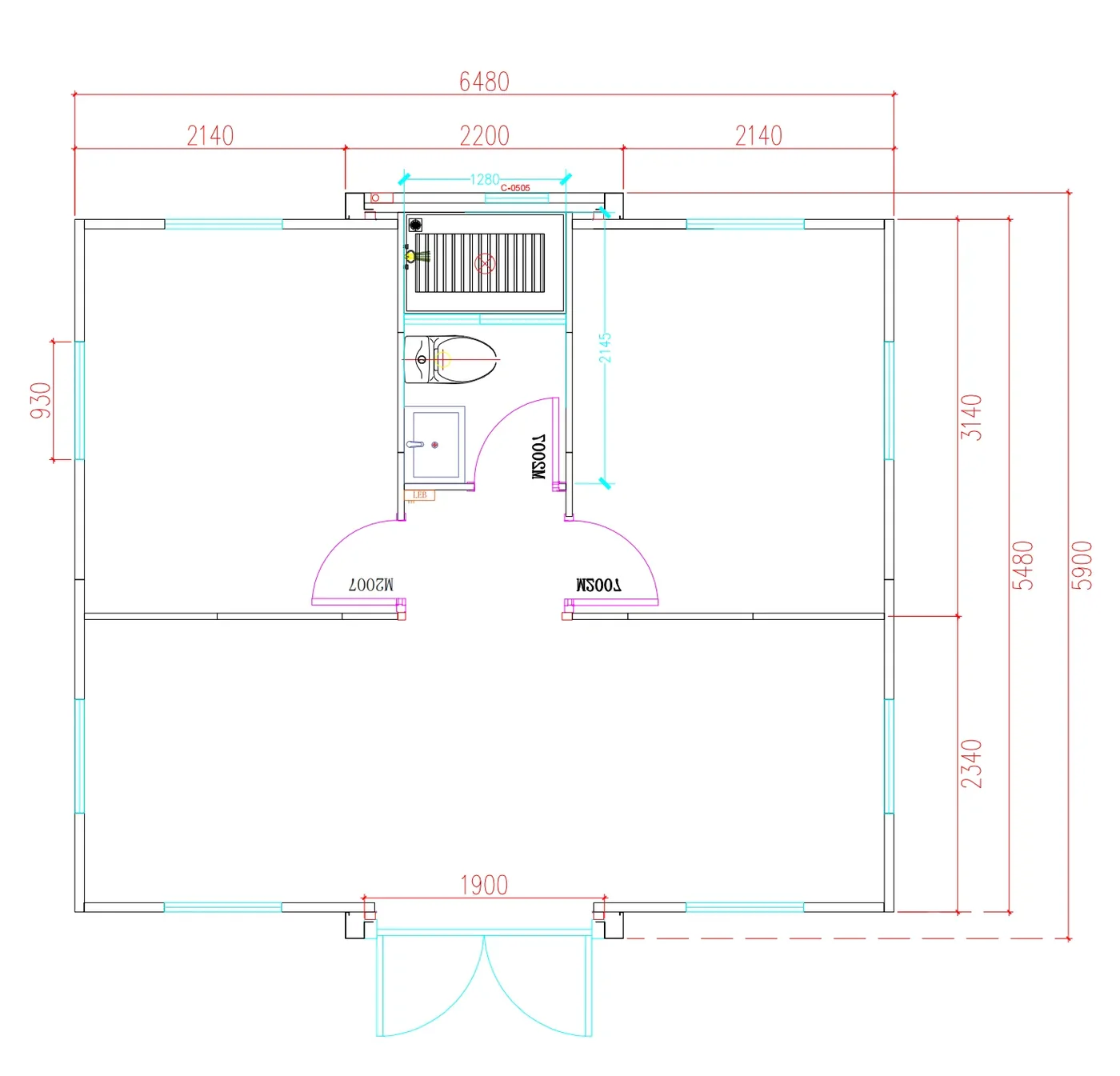 20ft expandable house Australia two-bedroom floor plan