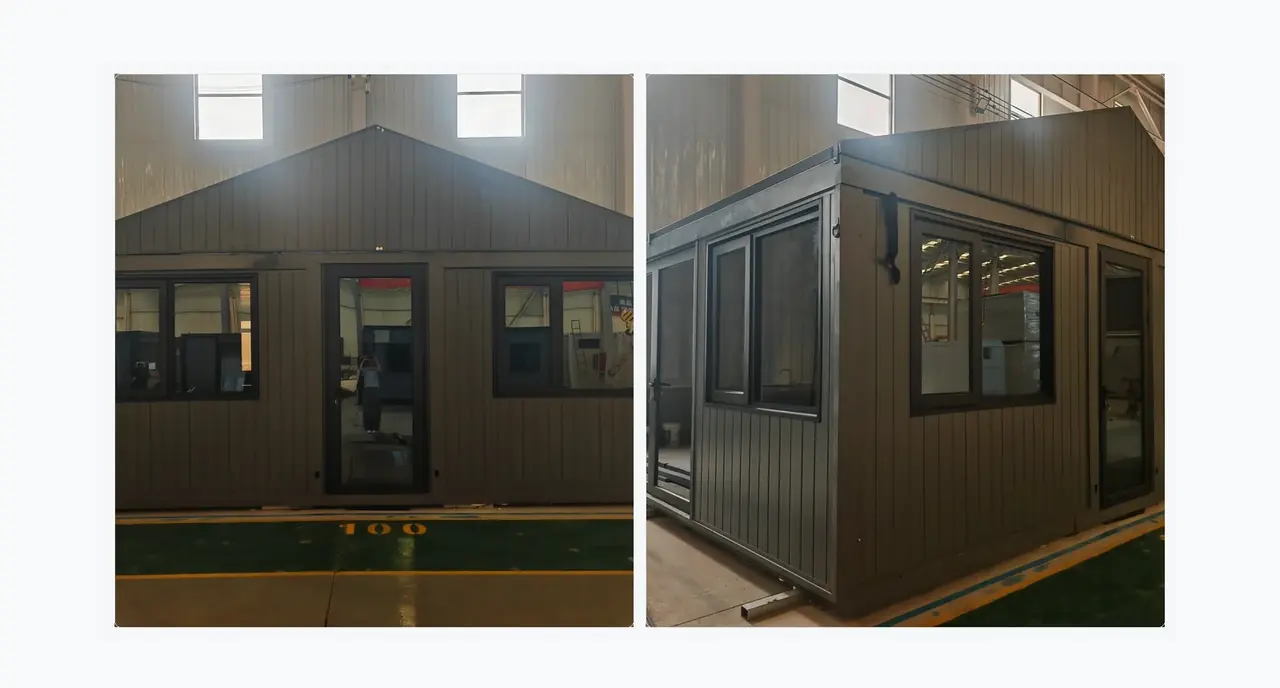 Full-house roof option on expandable prefab house