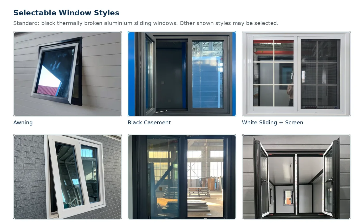 Thermally broken aluminium window styles for expandable house